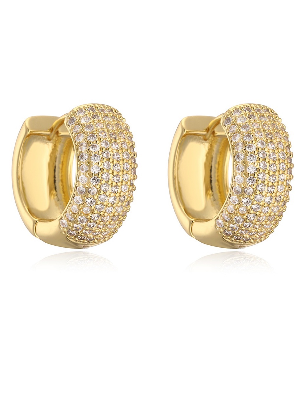 Gold Pavé Huggie Hoop Earrings - Elegant Women's Jewelry